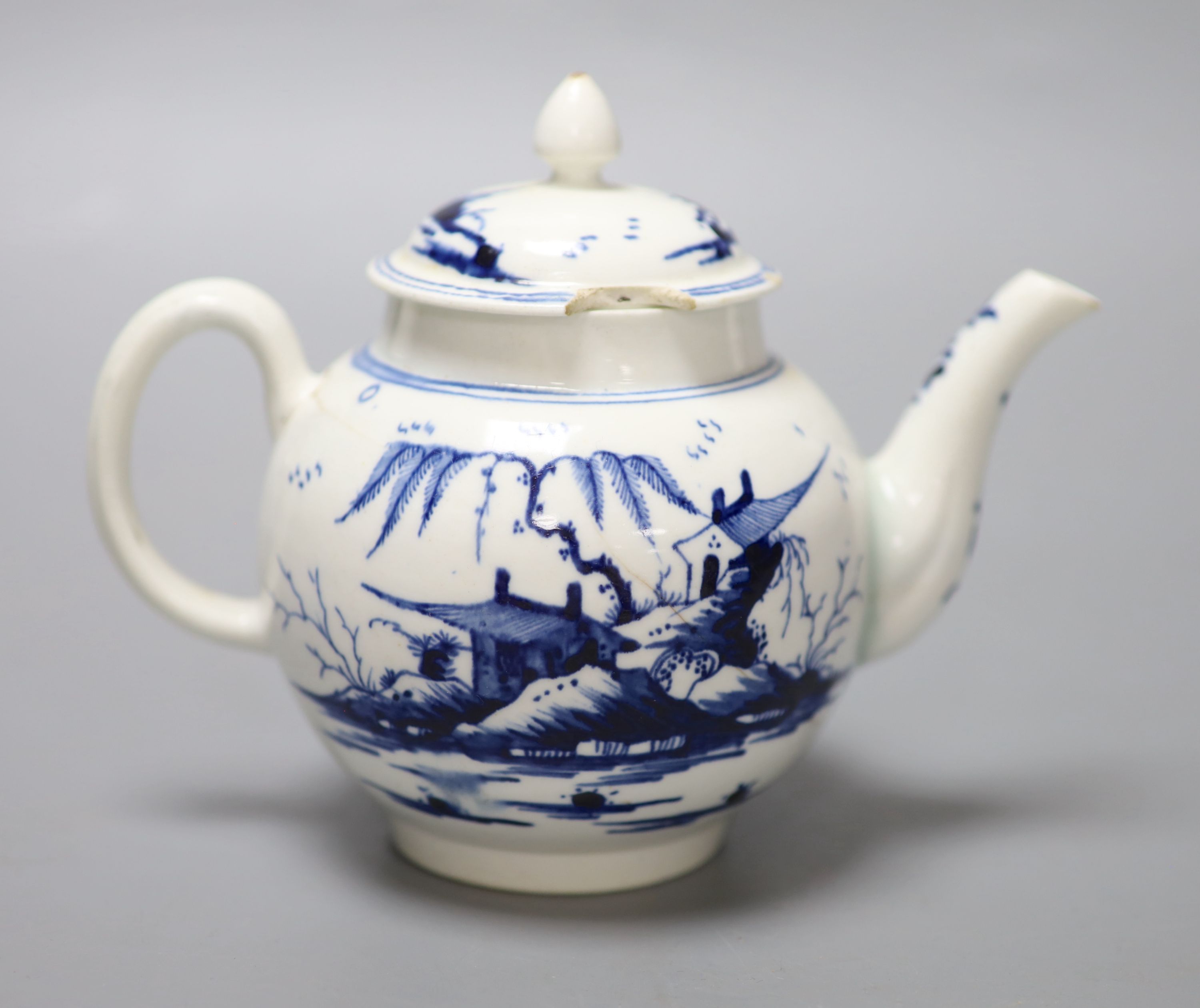 An 18th century Derby rare teapot and cover painted with Chinese landscapes